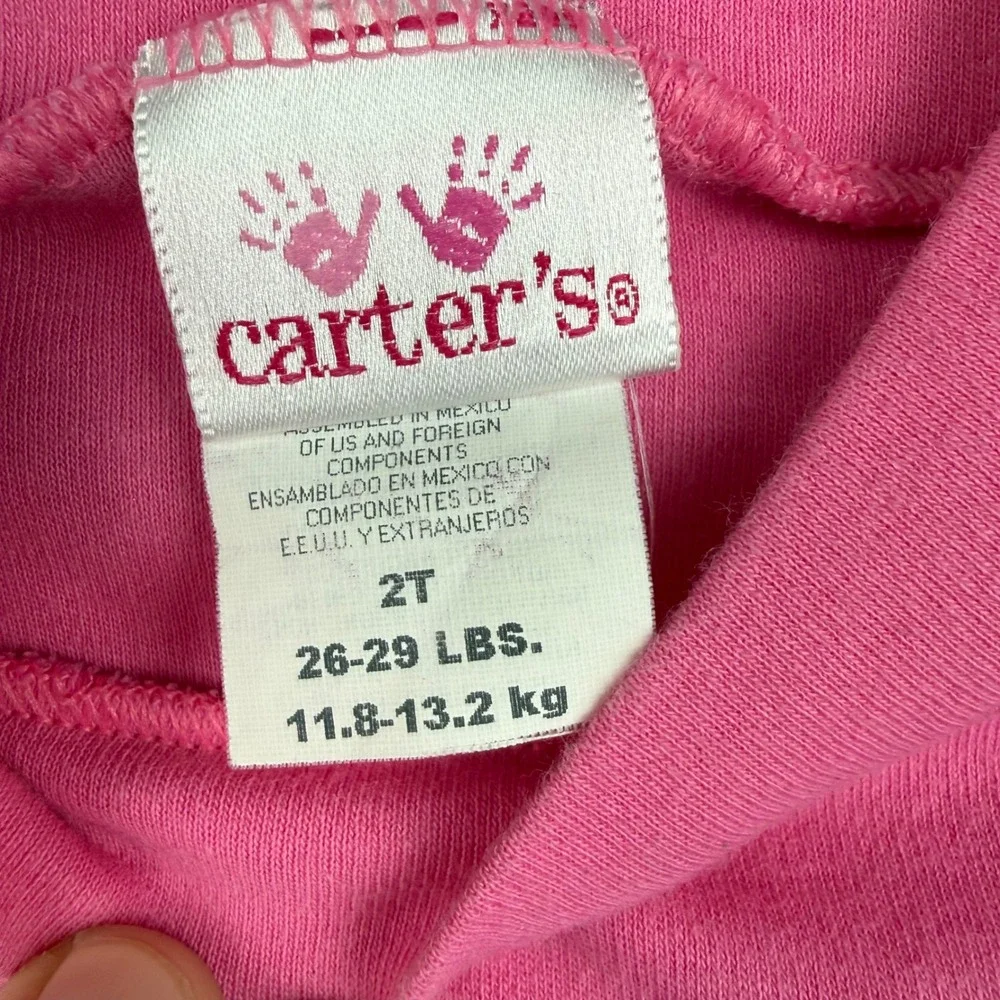Vtg Carter's 2T Pink Long Sleeve Floral Embroidered 